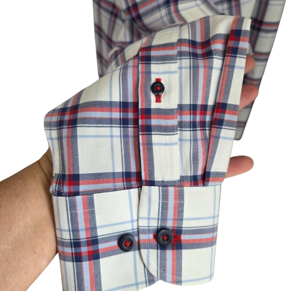 UNTUCKit White, Blue And Red Plaid Long Sleeve Shirt Size XXL - Picture 3 of 7